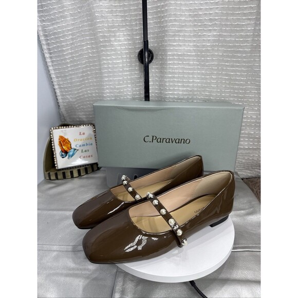 (E) C.Paravano Chocolate Patent Leather Mary Jane Ballet Flats*(Size Various) - Picture 3 of 11